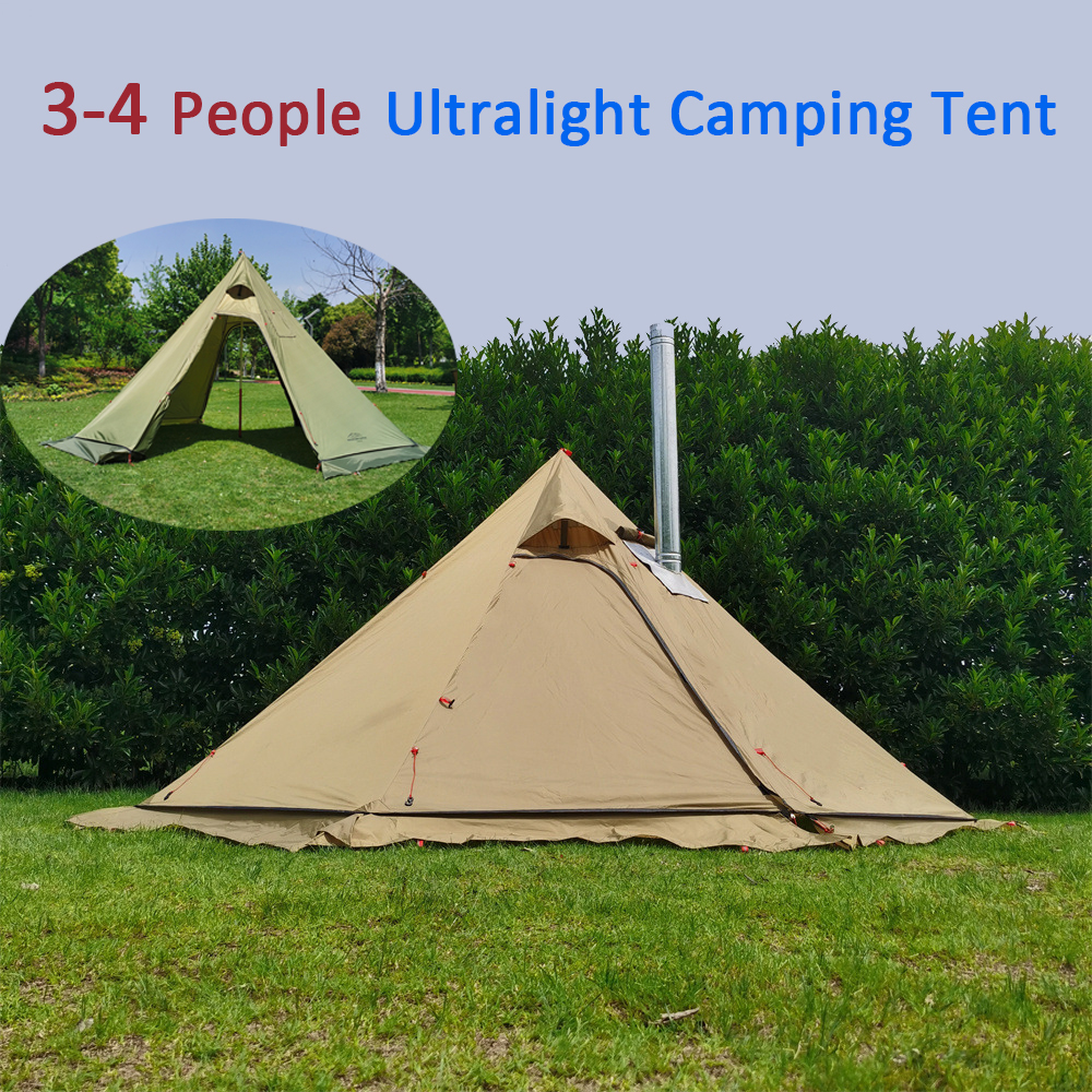 3-4 명 초경량 야외 캠핑 천막 피라미드 텐트 대형로드 레스 텐트 배낭 하이킹 텐트 가장자리가있는 팔각형
